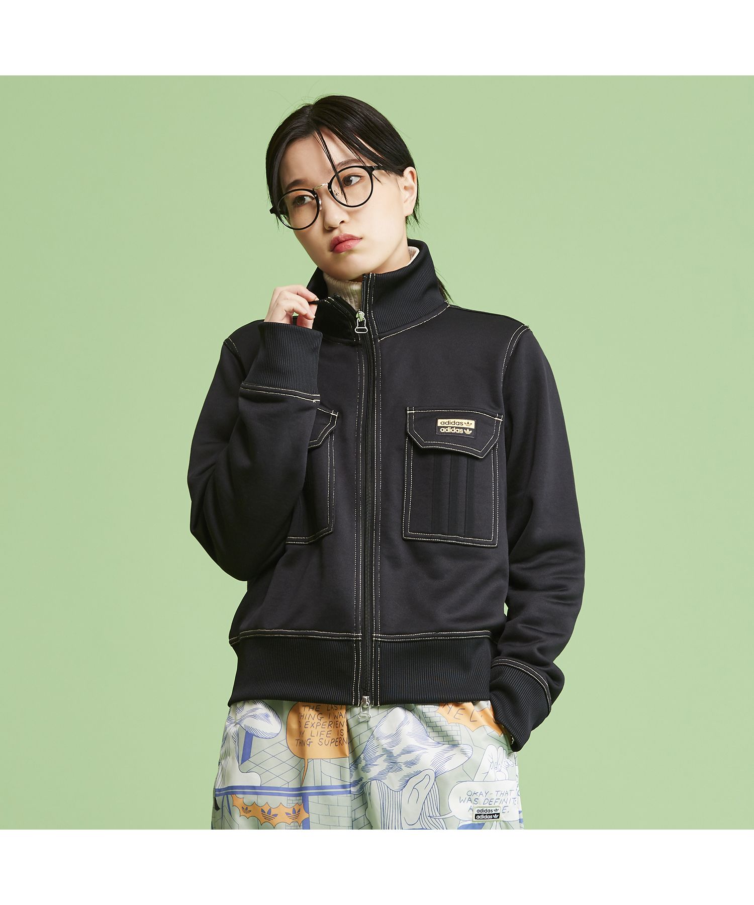 《美品》 アディダス adidas☆トレンド トラックジャケット M ブラック