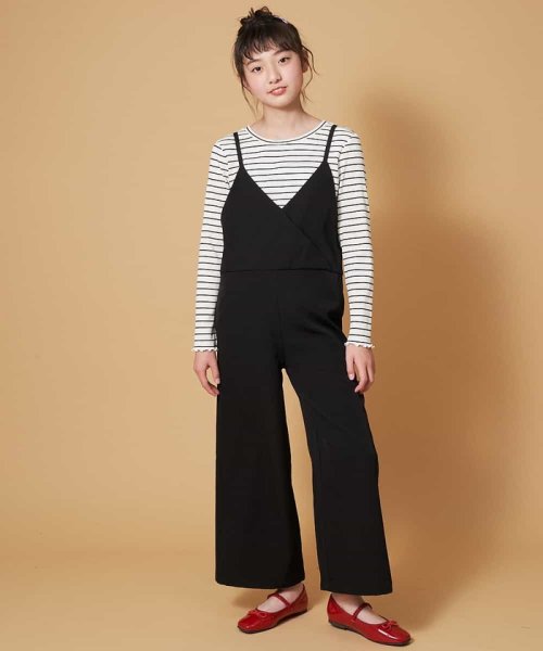 a.v.v(KID'S)(アー・ヴェ・ヴェキッズ)/[120－130]カシュクールサロペット[WEB限定サイズ]/ブラック