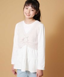 a.v.v(KID'S)(アー・ヴェ・ヴェキッズ)/[100－130]ギャザーリボンベストティアードカットソーセット[WEB限定サイズ]/ベージュ