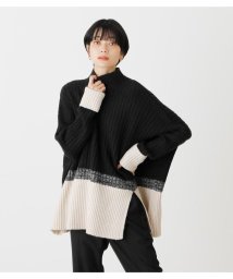 AZUL by moussy(アズールバイマウジー)/COMBINATION LOOSE KNIT/柄BLK5