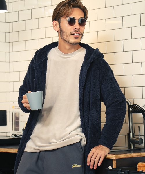着る毛布ボアフードコーディガン コート アウター 毛布 ルームウエア ロングカーディガン ボア メンズ 男女兼用 レディース カップル ペア ジギーズショップ Jiggys Shop Magaseek