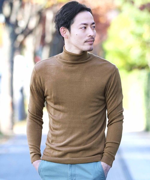 カシミアタッチ天竺タートルネックニット ニット セーター メンズ タートルネック トップス メンズファッション 薄手 カシミヤタッチ ジギーズショップ Jiggys Shop Magaseek