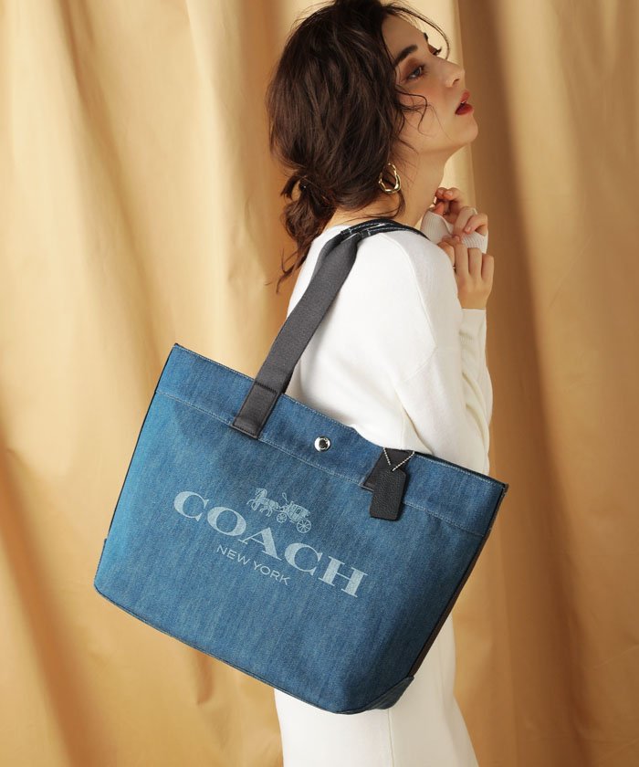セール コーチ デニムキャンバス トートバッグ コーチ Coach Magaseek