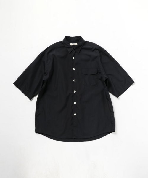 GLOSTER(GLOSTER)/【unfil / アンフィル】washed cotton－poplin s/s shirt #WOSP－UM213/ブラック