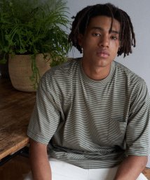 GLOSTER(GLOSTER)/【unfil / アンフィル】organic cotton striped s/s pocket Tee #WOSP－UM227/グリーン系その他3