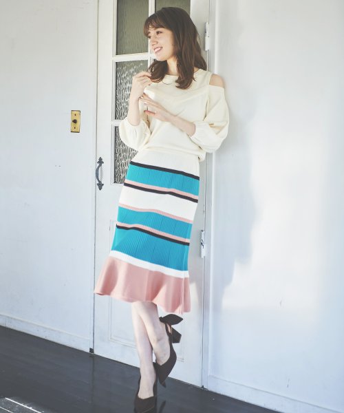 セール パネルボーダー肩開ニットフレアワンピース トランテアン ソン ドゥ モード 31 Sons De Mode Magaseek