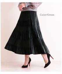 Sawa a la mode(サワアラモード)/高級感溢れるベロアプリーツスカート/グリーン