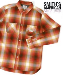 LAZAR(ラザル)/【Lazar】SMITH'S AMERICAN/スミス アメリカン オンブレチェック ロゴ刺繍 ワークシャツ/レッド