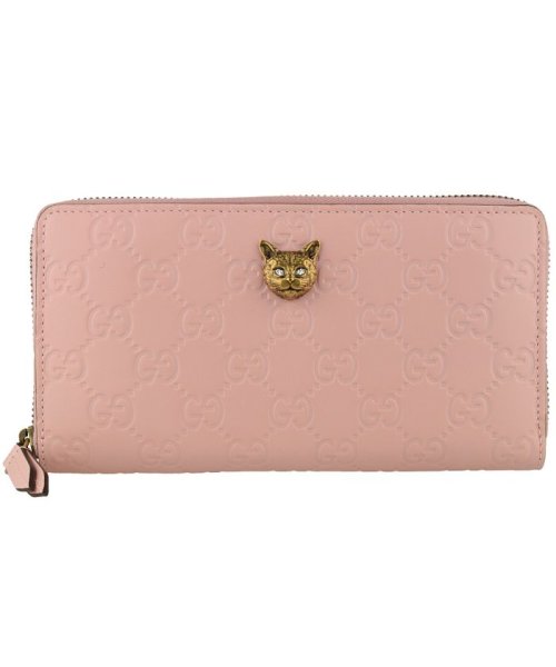 GUCCI(グッチ)/【GUCCI(グッチ)】GUCCI グッチ GG zip around wallet with cat/ピンク