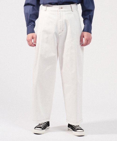 セール コットンポリエステルデニム 1プリーツスーパーワイドパンツ Tomorrowland Mens Tomorrowland Mens Magaseek