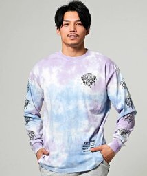 CavariA(キャバリア)/CavariA【キャバリア】バック総プリントタイダイ染めクルーネック長袖Tシャツ/パープル