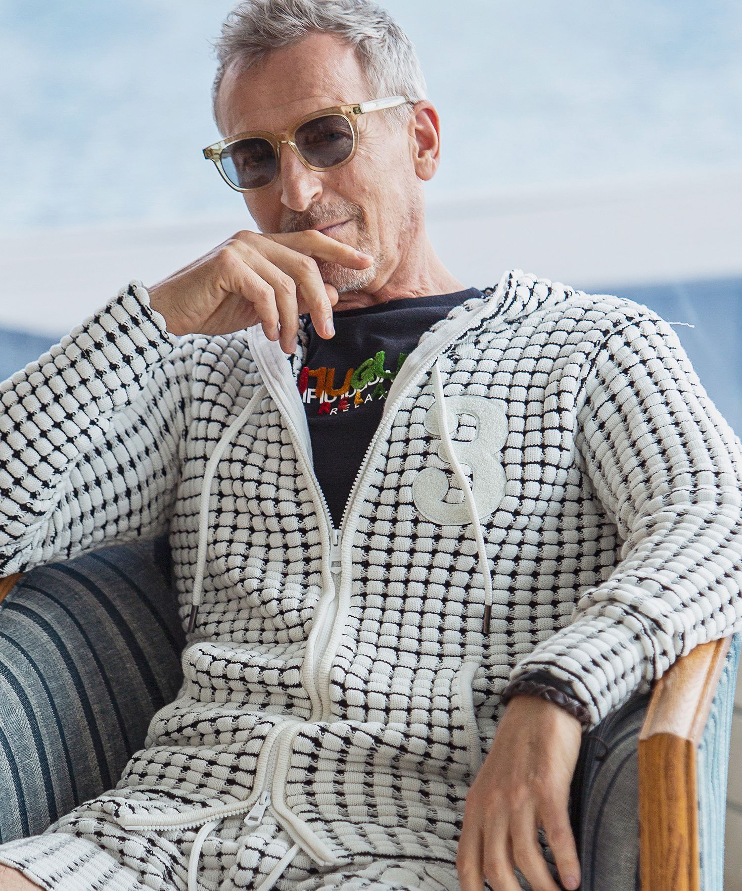 1piu1uguale3 GOLF モックネック大きいサイズシャツ総柄6