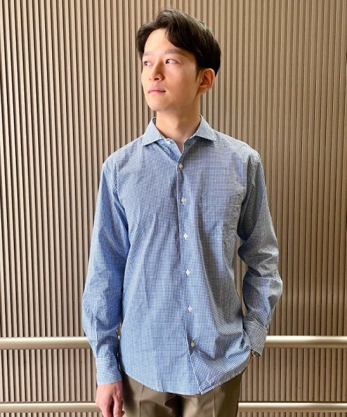 SHIPS MEN(シップス　メン)/【No tie， but smartness.】SHIPS: セミワイドカラー モチーフ柄 シャツ/ブルー