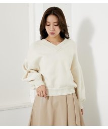 rienda/Vネックショルダータック Knit TOP/503776966