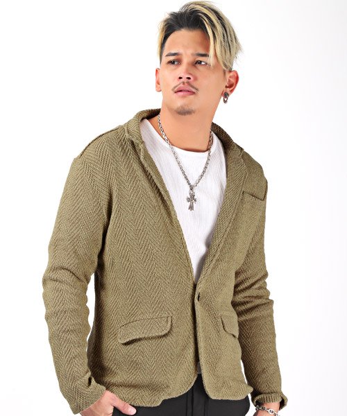 ヘリンボーン編みテーラードジャケット テーラードジャケット メンズ ヘリンボーン ジャケット ラグスタイル Luxstyle Magaseek