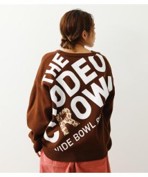 RODEO CROWNS WIDE BOWL(ロデオクラウンズワイドボウル)/バックスラッシュロゴニットトップス/BRN