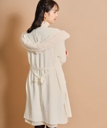 tocco closet(トッコクローゼット)/【道重さゆみさん着用】ウエストりぼん＆取り外し可能なフードファー付きロングニットパーカー/Ivory