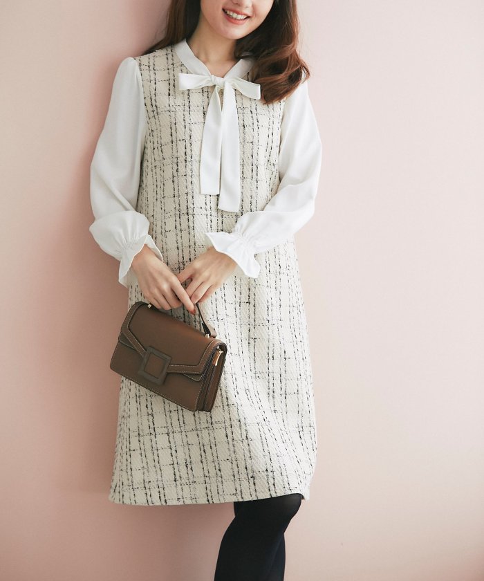 シフォン ツイード切替ボウタイりぼんワンピース トッコクローゼット Tocco Closet Magaseek シフォン ツイード切替ボウタイりぼんワンピース トッコクローゼット Tocco Closet Magaseek