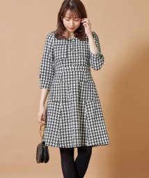 tocco closet(トッコクローゼット)/ポケット付きスクエアネックツイードワンピース/BLACK