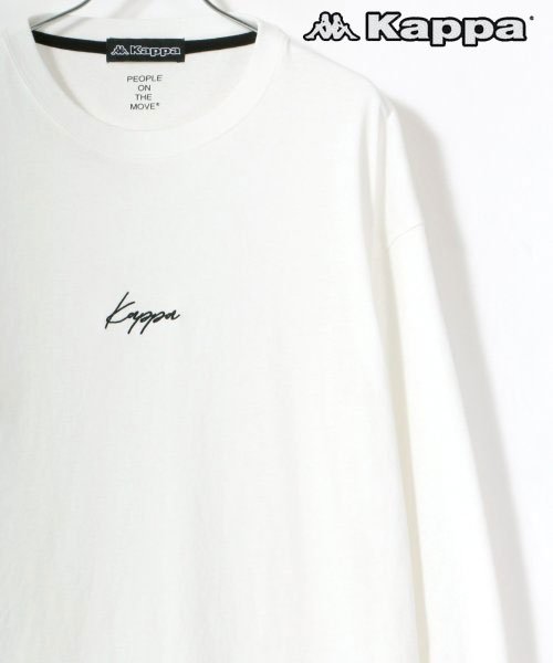 LAZAR(ラザル)/【Lazar】Kappa/カッパ 【別注】 ビッグシルエット 刺繍ロゴ 袖テープ ロングスリーブTシャツ/ホワイト
