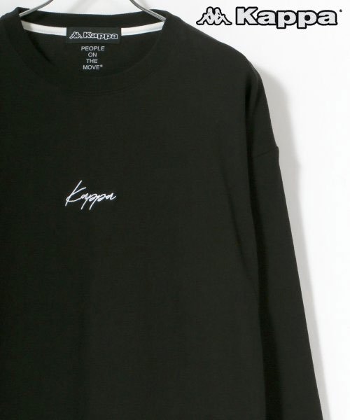 LAZAR(ラザル)/【Lazar】Kappa/カッパ 【別注】 ビッグシルエット 刺繍ロゴ 袖テープ ロングスリーブTシャツ/ブラック