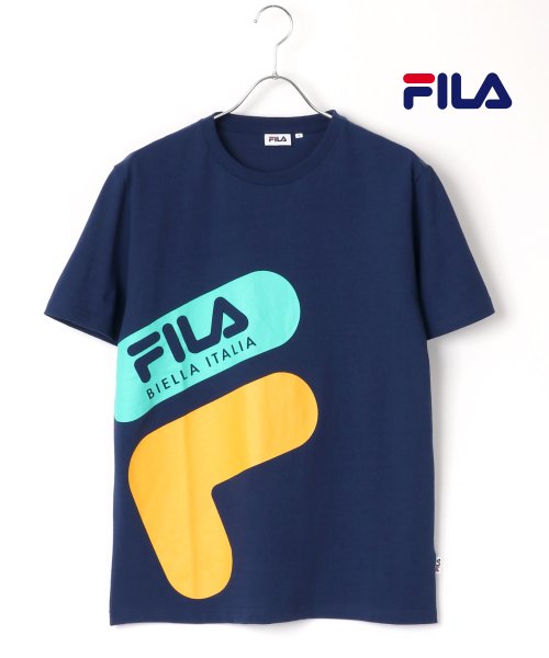 LAZAR(ラザル)/【Lazar】FILA/フィラ 【BTS着用モデル】 ロゴ プリント クルーネック Tシャツ/ネイビー