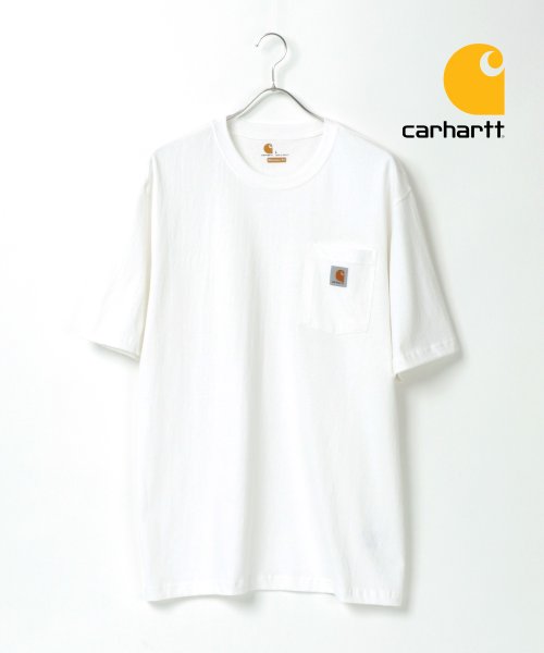 LAZAR(ラザル)/【Lazar】Carhartt/カーハート ビッグシルエット ポケット ロゴ 半袖 Tシャツ レディース メンズ 半袖Tシャツ オーバーサイズ/ホワイト