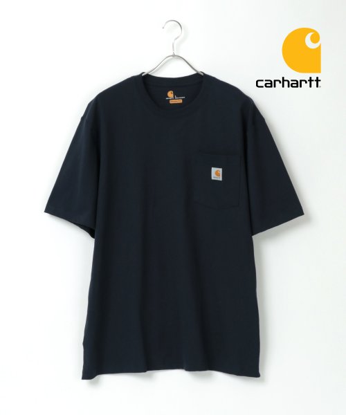 LAZAR(ラザル)/【Lazar】Carhartt/カーハート ビッグシルエット ポケット ロゴ 半袖 Tシャツ レディース メンズ 半袖Tシャツ オーバーサイズ/ネイビー