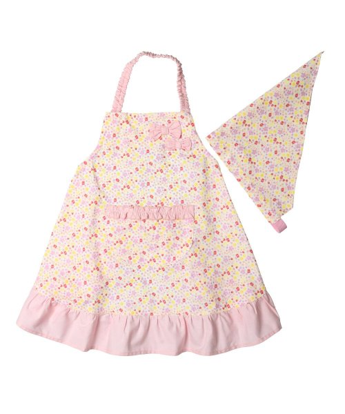 Kids Foret(キッズフォーレ)/【子供服】 Kids Foret (キッズフォーレ) 小花柄エプロン M～LL B15810/ピンク