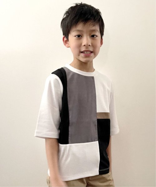 ikka kids(イッカ　キッズ)/【キッズ】MKリサイクルポリ切替7分七分袖Tシャツ(120〜160cm)/オフホワイト