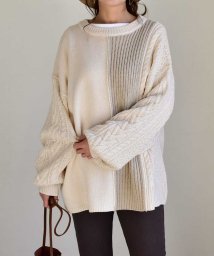 ARGO TOKYO(アルゴトウキョウ)/2way blocking knit pullover 25007 ２ウエイブロッキングニットプルオーバー　ニットプルオーバー　ニット　セーター　トップス　プル/キナリ