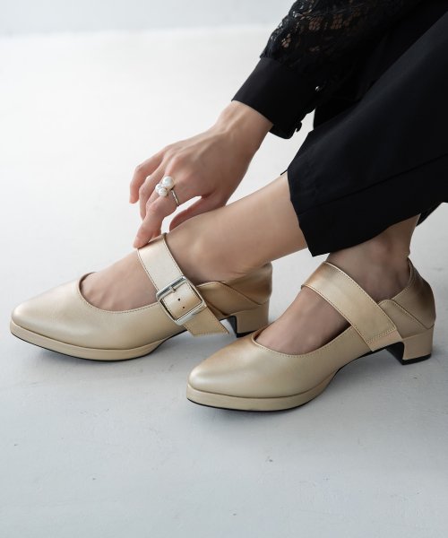 ベルトストラップヒールパンプス オシャレウォーカー Osharewalker Magaseek