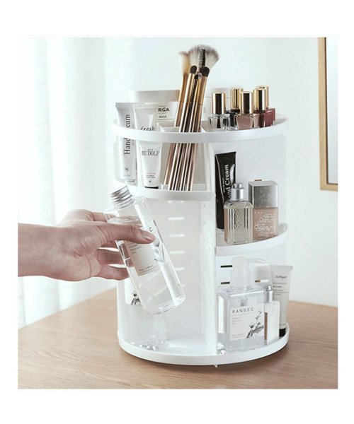 セール 回転式 360度 大容量 化粧品収納ケース ホワイト 水洗い可能 メイクボックス 使いやすい 簡単組立式 オシャレ セイヘイショップ Seiheishop Magaseek