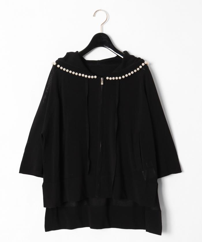 GRACECONTINENTAL パールニットフーディー ブラック 36 GRACECONTINENTAL パールニットフーディー ブラック 36