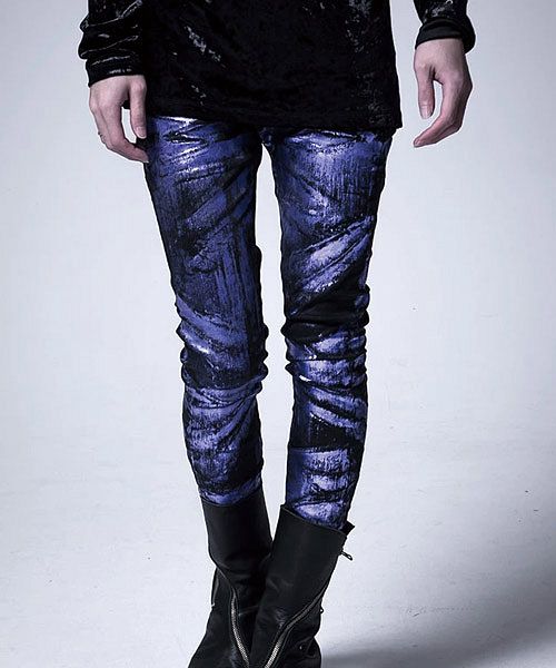 CIVARIZE【シヴァーライズ】ショッキングカラー箔スキニーデニムパンツ 本物品質の CIVARIZE 箔加工スキニーデニムパンツ デニム/ジーンズ