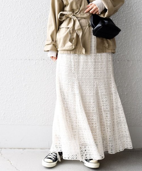 Web限定 ボーダーレースフレアスカート シップス ウィメン Ships Women Magaseek