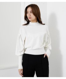 rienda(リエンダ)/ギャザーSLV Knit TOP/WHT