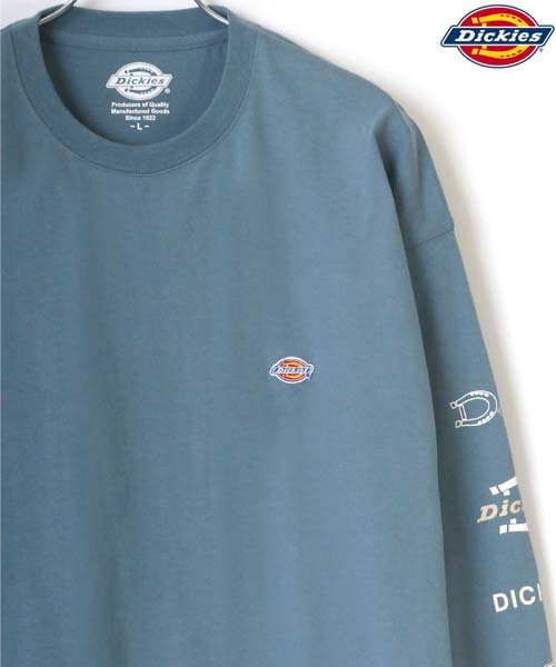 LAZAR(ラザル)/【Lazar】Dickies/ディッキーズ 【別注】 ビッグシルエット 袖プリント ロゴ ワンポイント ロングスリーブTシャツ/サックス