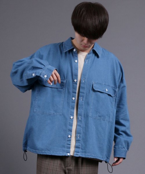 SITRY(SITRY)/【SITRY】別注 オーバーサイズ コード付き CPOシャツジャケット/ブルー