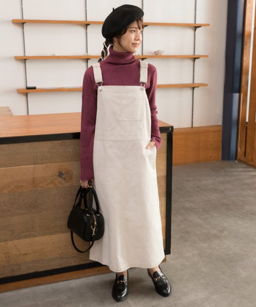 ジャンパースカート ワンピース バックポケット スカート ストラップ ジャンスカ ロング サロペット レディース オールインワン ミモレ丈 ロング丈 アドティエ Ad Thie Magaseek