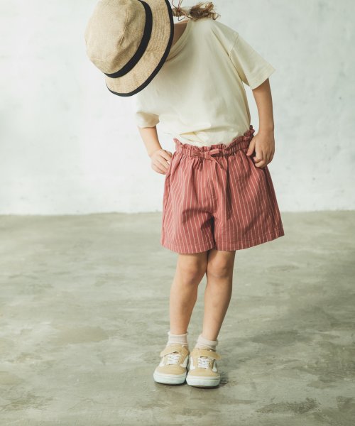 ペアマノン Pairmanon リンクコーデ ガールズ ウエスト リボン コットン ショートパンツ 無地 ドット チェック ストライプ 花柄 Magaseek