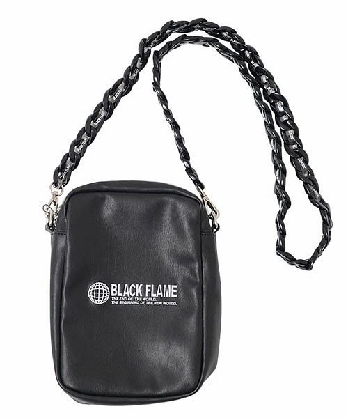 SB Select(エスビーセレクト)/BLACK FLAME【ブラックフレイム】ロゴ刺繍入りチェーンショルダーバッグ/ブラック