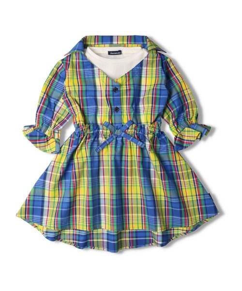 セール 子供服 Moujonjon ムージョンジョン チェック重ね着風ワンピース 90cm 140cm M ムージョンジョン Moujonjon Magaseek
