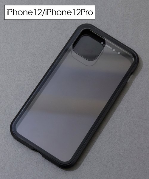 ninon(ニノン)/【iPhone12 /12 mini /12 pro max対応】【覗き見防止】強化ガラスのマグネットアイフォンケース　iPhone11&11Pro&11Pro/ブラック系4