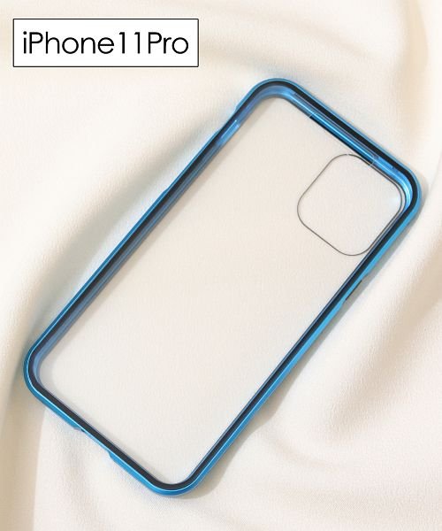 ninon(ニノン)/【iPhone12 /12 mini /12 pro max対応】強化ガラスの全面保護マグネットアイフォンケース　iPhone11&11Pro&11ProMax/ブルー系1
