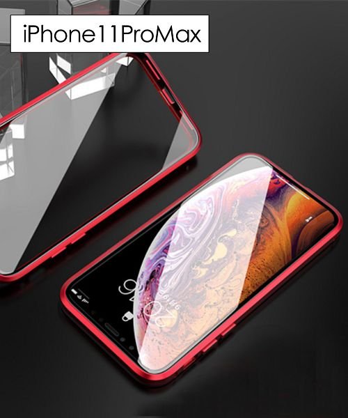 ninon(ニノン)/【iPhone12 /12 mini /12 pro max対応】強化ガラスの全面保護マグネットアイフォンケース　iPhone11&11Pro&11ProMax/レッド系2