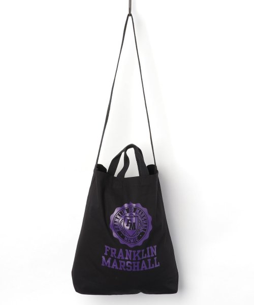 MAISON mou(メゾンムー)/【FRANKLIN & MARSHALL/フランクリンマーシャル】Cotton canvas Embrem Print Tote/ブラック系4