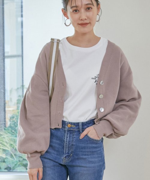 セール ビス Vis Web限定 ボリュームスリーブショート丈カーディガン Magaseek