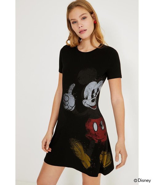 Desigual(デシグアル)/ワンピース半袖 MICKEY/ブラック系