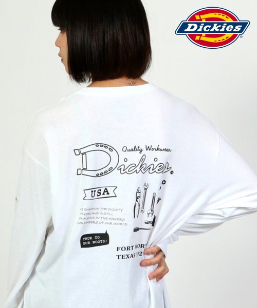 salong hameu(salong hameu)/【Salong hameu】Dickies◆バックプリント 袖プリント バナーロゴ ビッグロンT/ホワイト